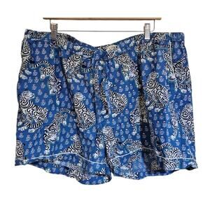 PrintFresh Blue Tiger Print Pajama Sleep Shorts Womens Drawstring 3X